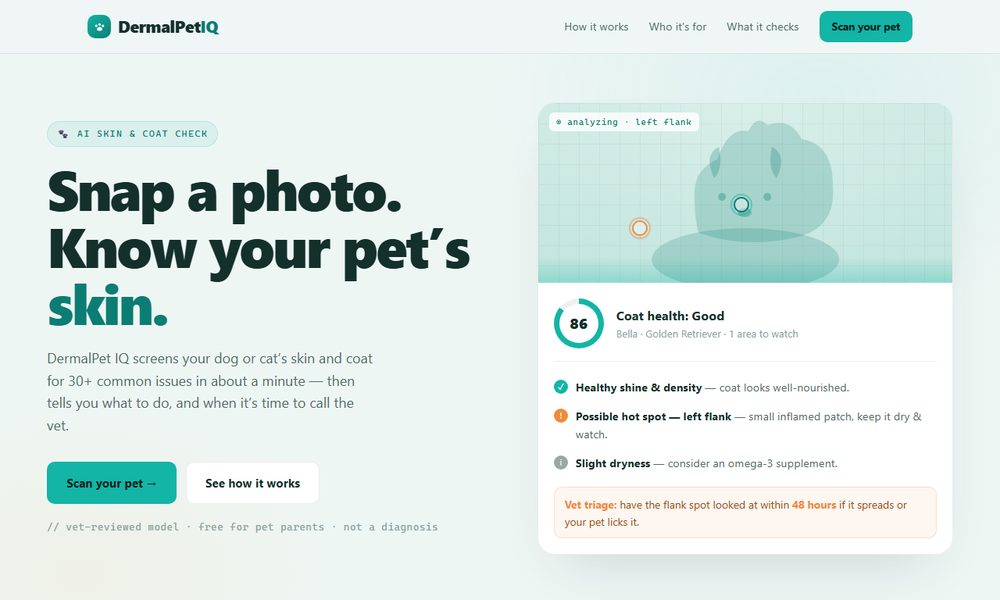 DermalPetIQ — AI pet skin checks demo