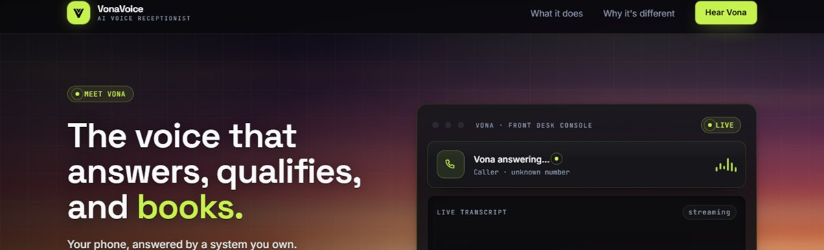 VonaVoice — AI voice receptionist that answers, qualifies, and books